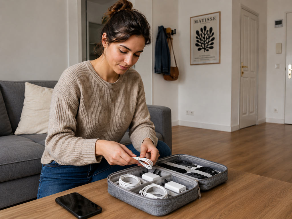 organiser les câbles et chargeurs à la maison